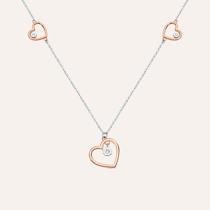 Collana Sunrise Acciaio Bicolore Bianco / Rosa Cristallo - Collane Donna | Stroili