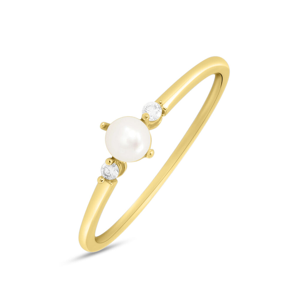 Anello Solitario Gabrielle Precious Oro Giallo Perla D'Acqua Dolce Diamante - Anelli con Pietre Donna | Stroili