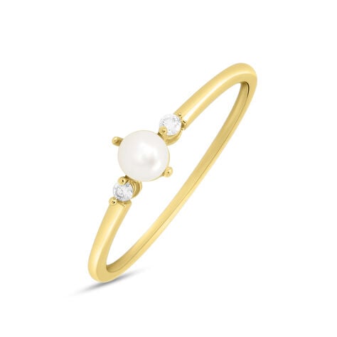 Anello Solitario Gabrielle Precious Oro Giallo Perla D'Acqua Dolce Diamante - Anelli con Pietre Donna | Stroili