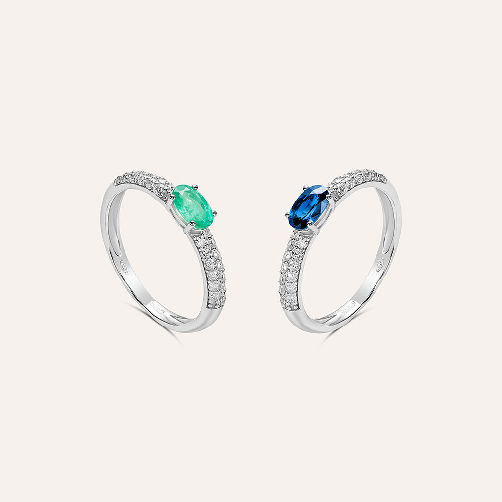 Anello Solitario Charlotte Oro Bianco Zaffiro Diamante - Anelli Donna | Stroili