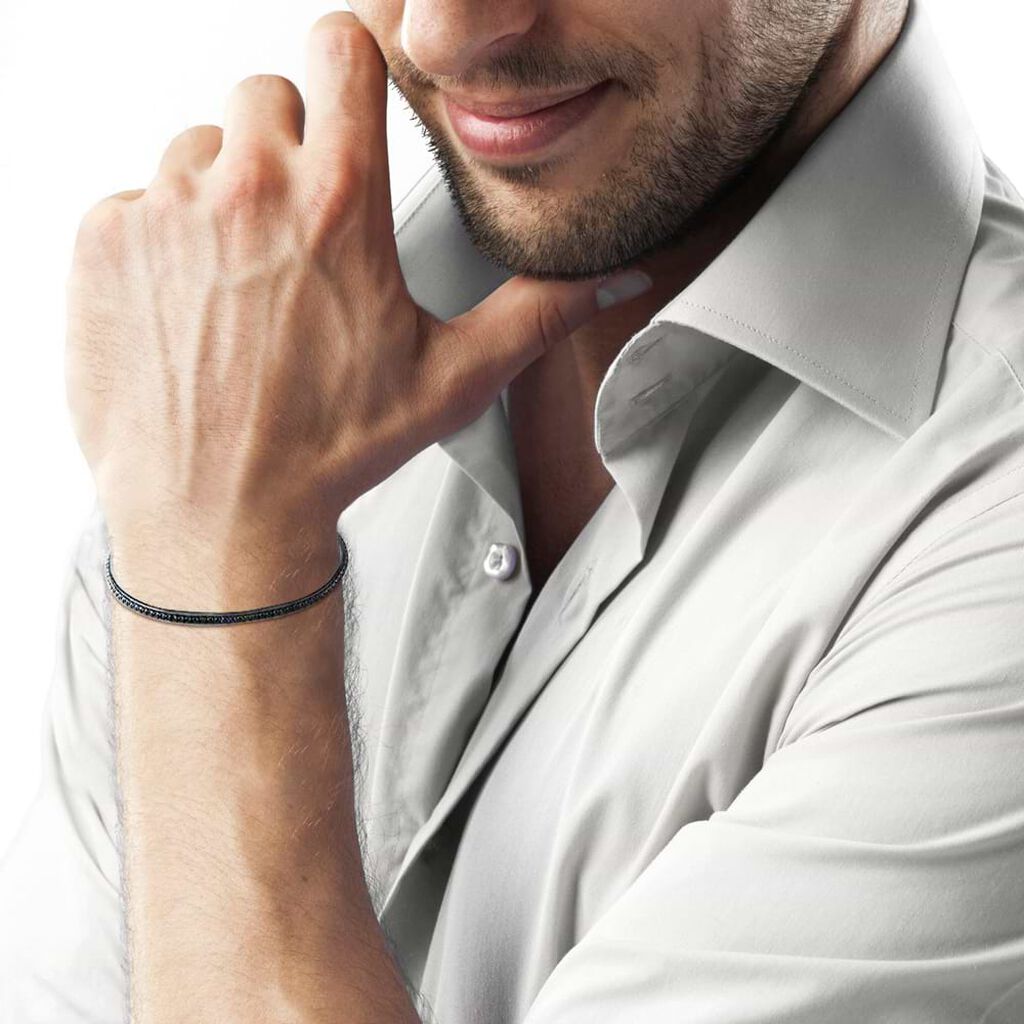 Bracciale Tennis Gentleman Argento Nero Cubic Zirconia