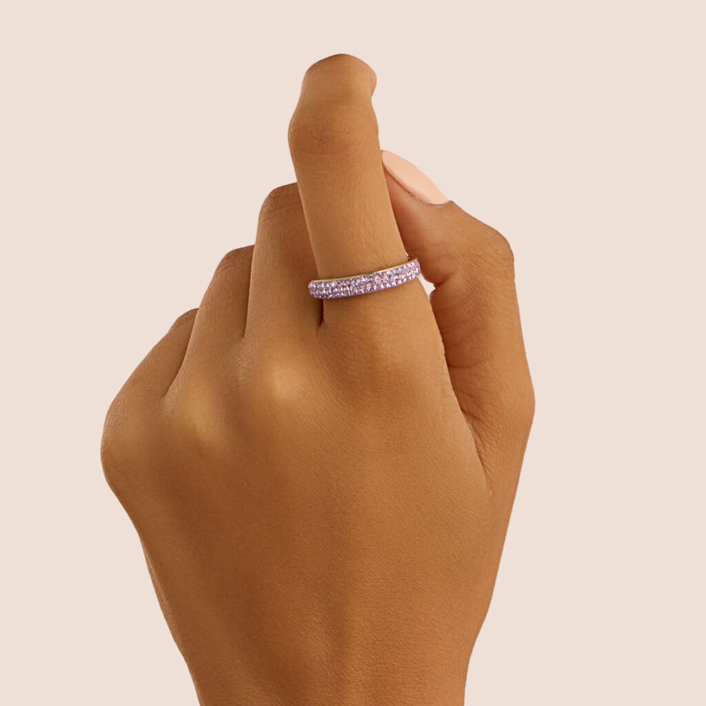 Anello Fascia Aura Acciaio Cristallo