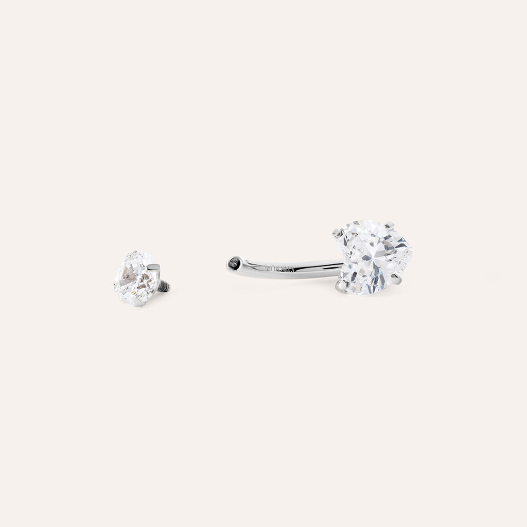 Piercing Ombelico Punto Luce Moonlight Titanio ASTM F136 Bianco Cubic Zirconia