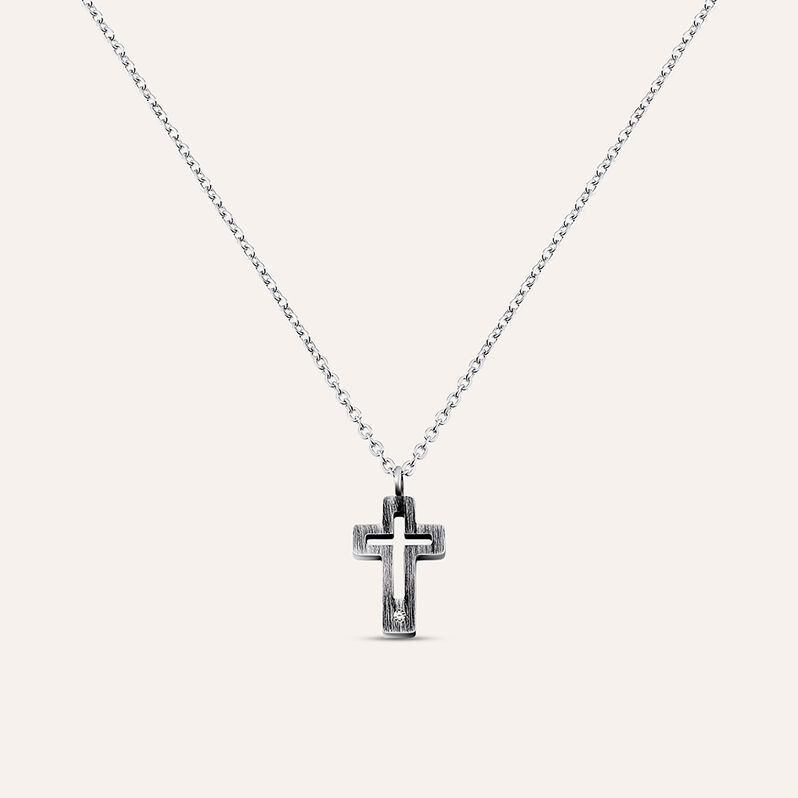 Collana Man Code Acciaio Bicolore Bianco / Nero Cristallo - Collane Uomo | Stroili