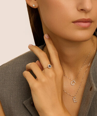 Anello Solitario Kate Elizabeth Crown Oro Bianco Zaffiro Diamante