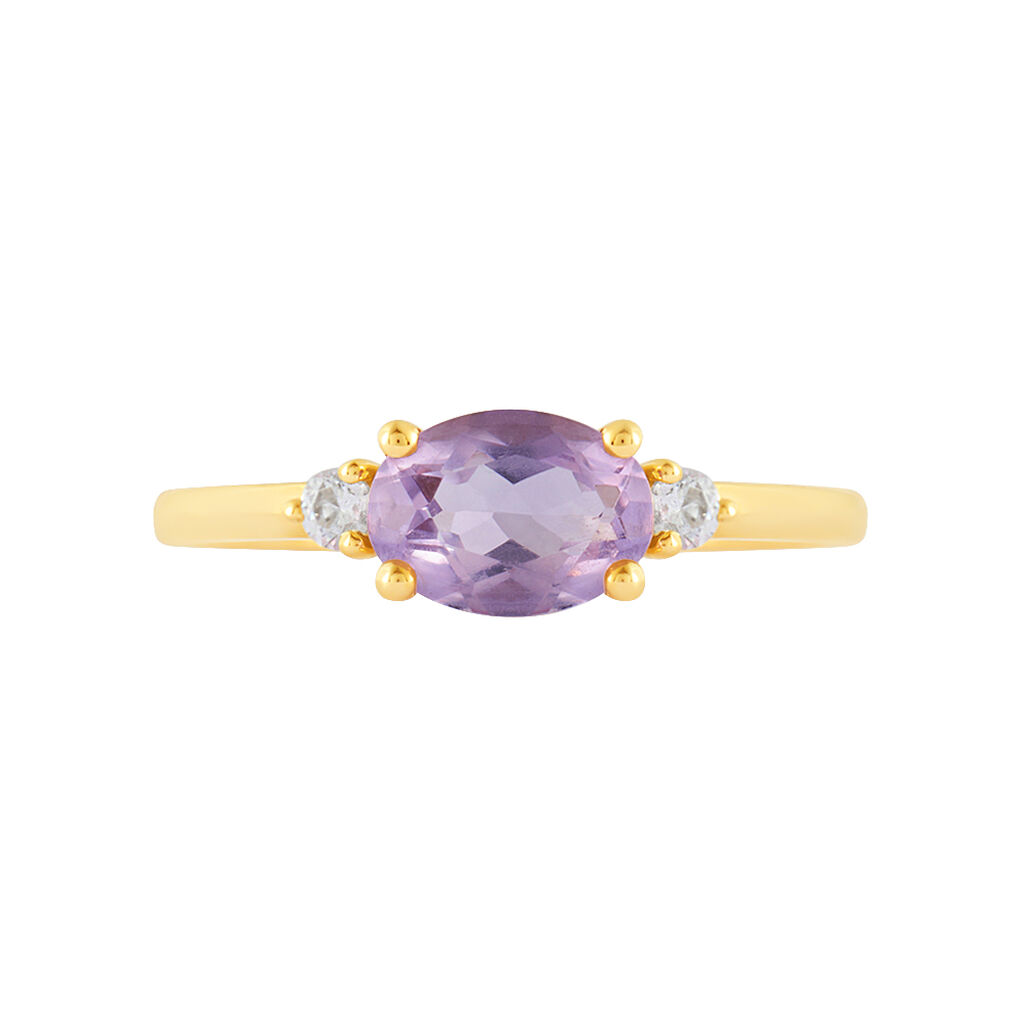 Anello Solitario Amélie Oro Giallo Ametista Cubic Zirconia - Anelli con Pietre Donna | Stroili