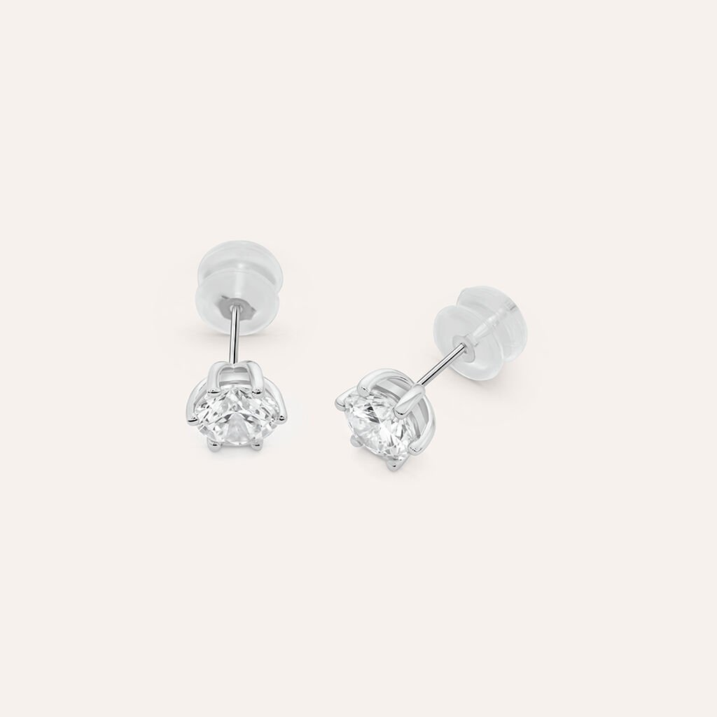 Orecchini Lobo Punto Luce Claire Oro Bianco Cubic Zirconia - Orecchini a Lobo Donna | Stroili