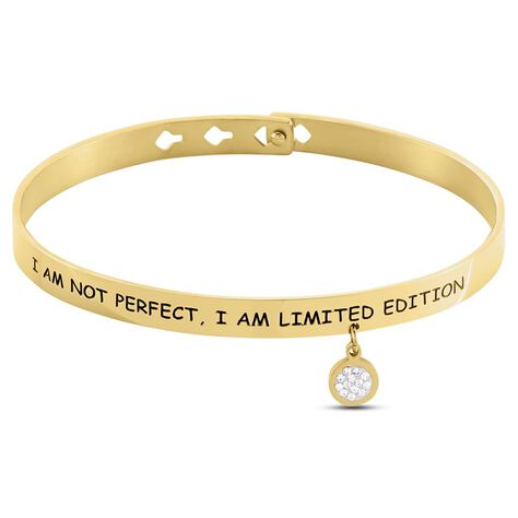 Bangle Lady Message Acciaio Dorato Cristallo - Bracciali Rigidi Donna | Stroili
