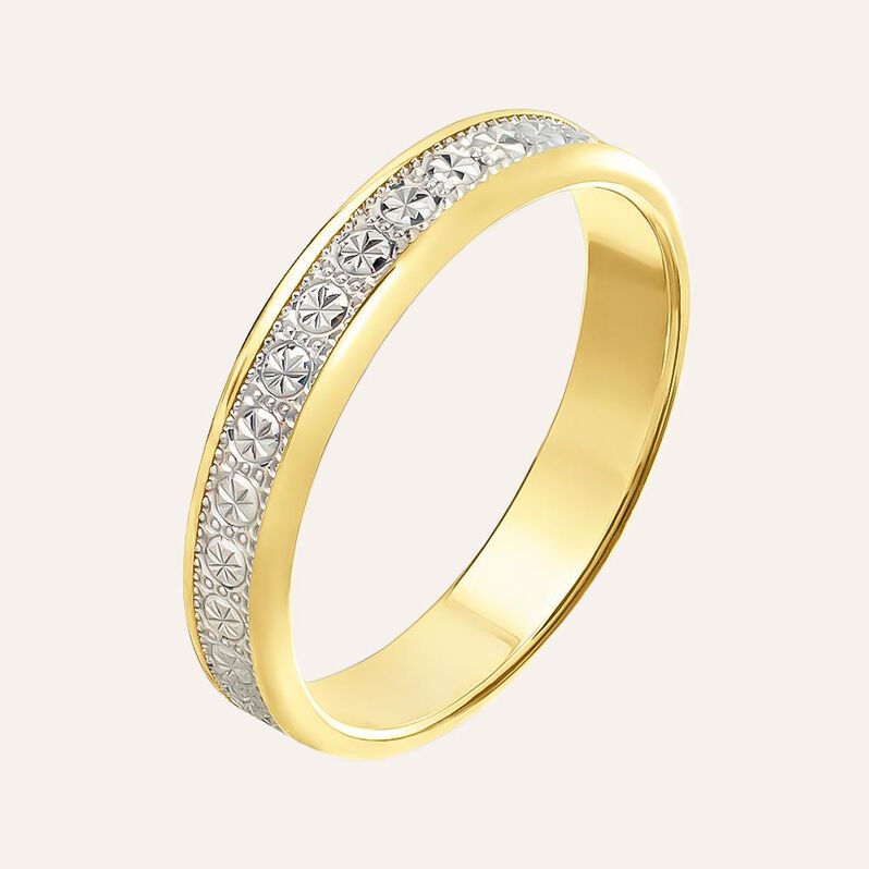 Fede Classica Diamantata 3.5 mm Oro Bicolore - Anelli con Incisione Donna | Stroili
