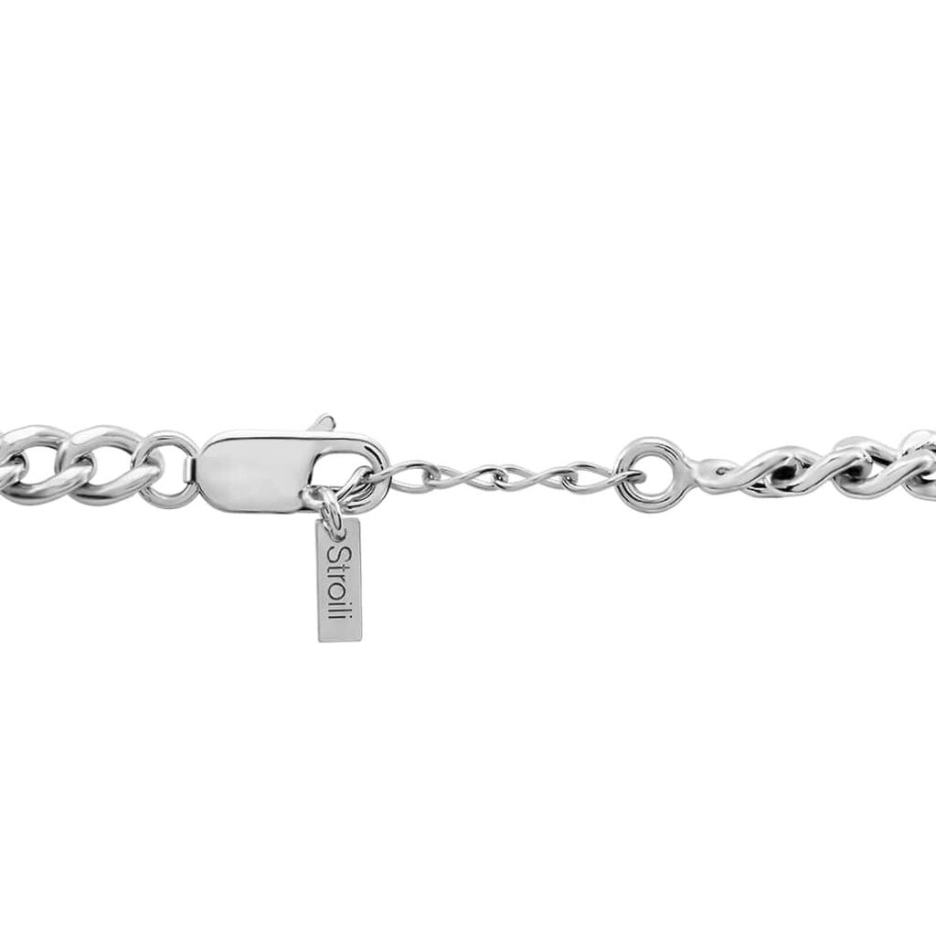 Bracciale Con Targhetta Gentleman Argento Bicolore Bianco / Nero - Bracciali con Incisione Uomo | Stroili