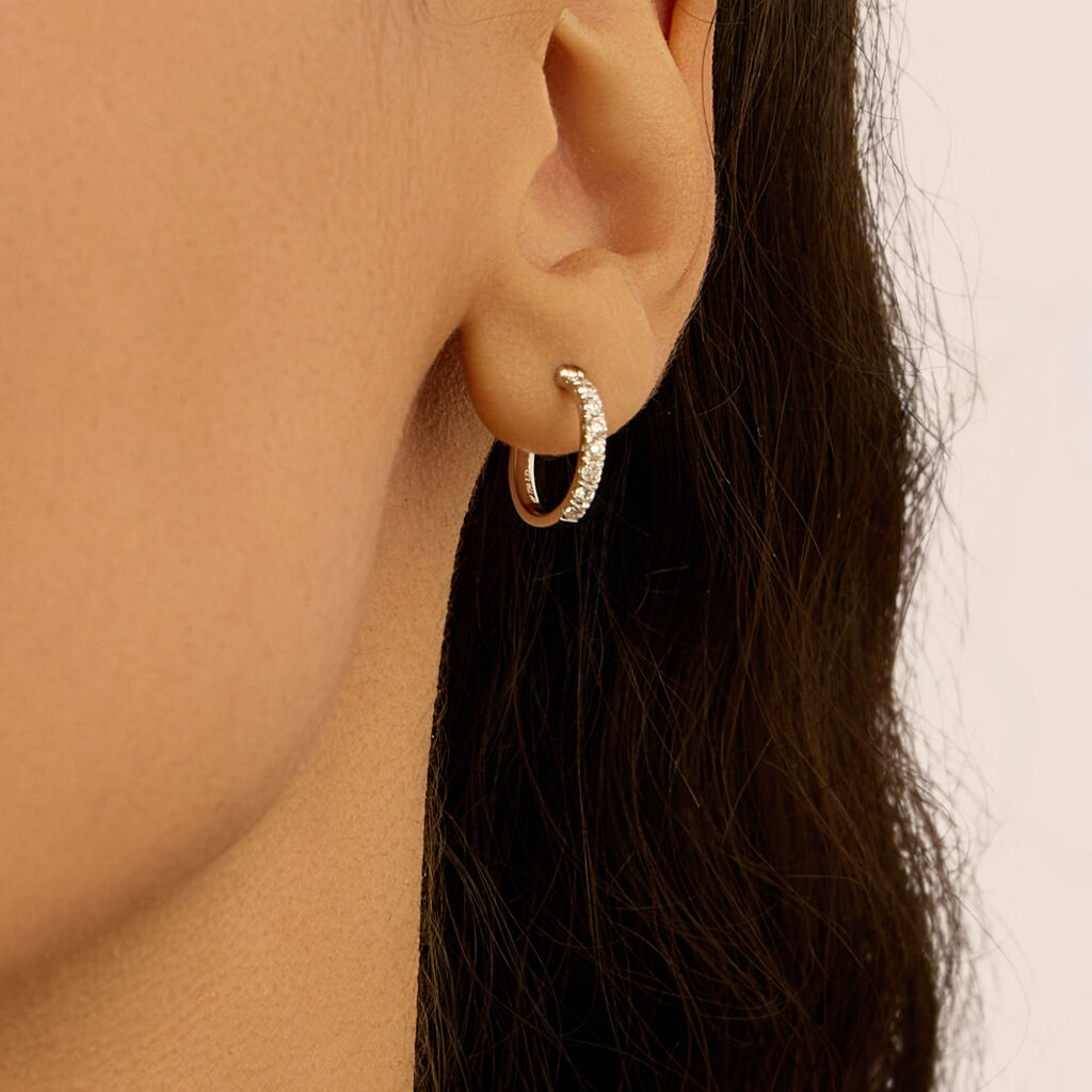 Orecchini A Cerchio Diamade Oro Bianco Diamante