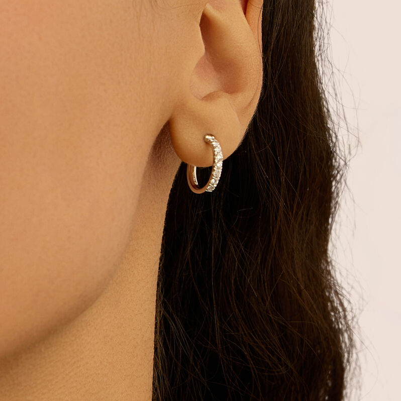Orecchini A Cerchio Diamade Oro Bianco Diamante - Orecchini a Cerchio Donna | Stroili