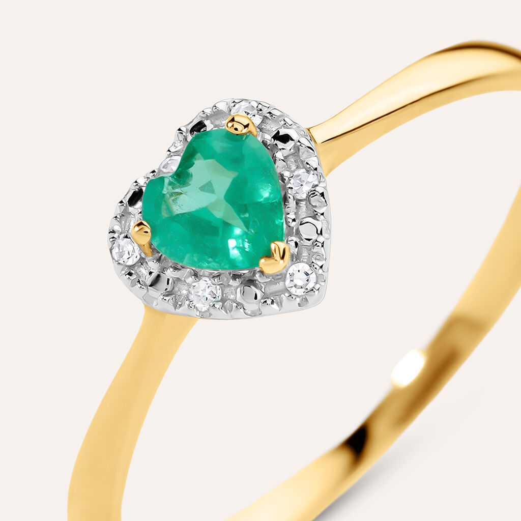 Anello Solitario Charlotte Oro Giallo Smeraldo Diamante