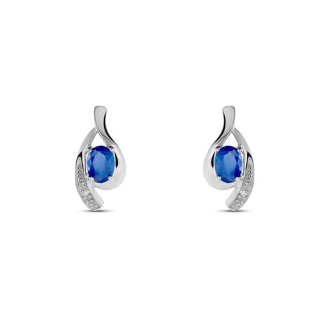 Orecchini Lobo Charlotte Oro Bianco Zaffiro Diamante - Orecchini a Lobo Donna | Stroili