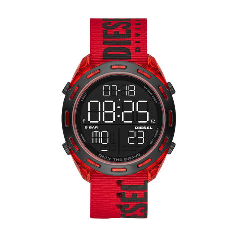 Orologio Diesel digitale con cinturino in nylon rosso e cassa in acciaio rosso - Orologi Uomo | Stroili
