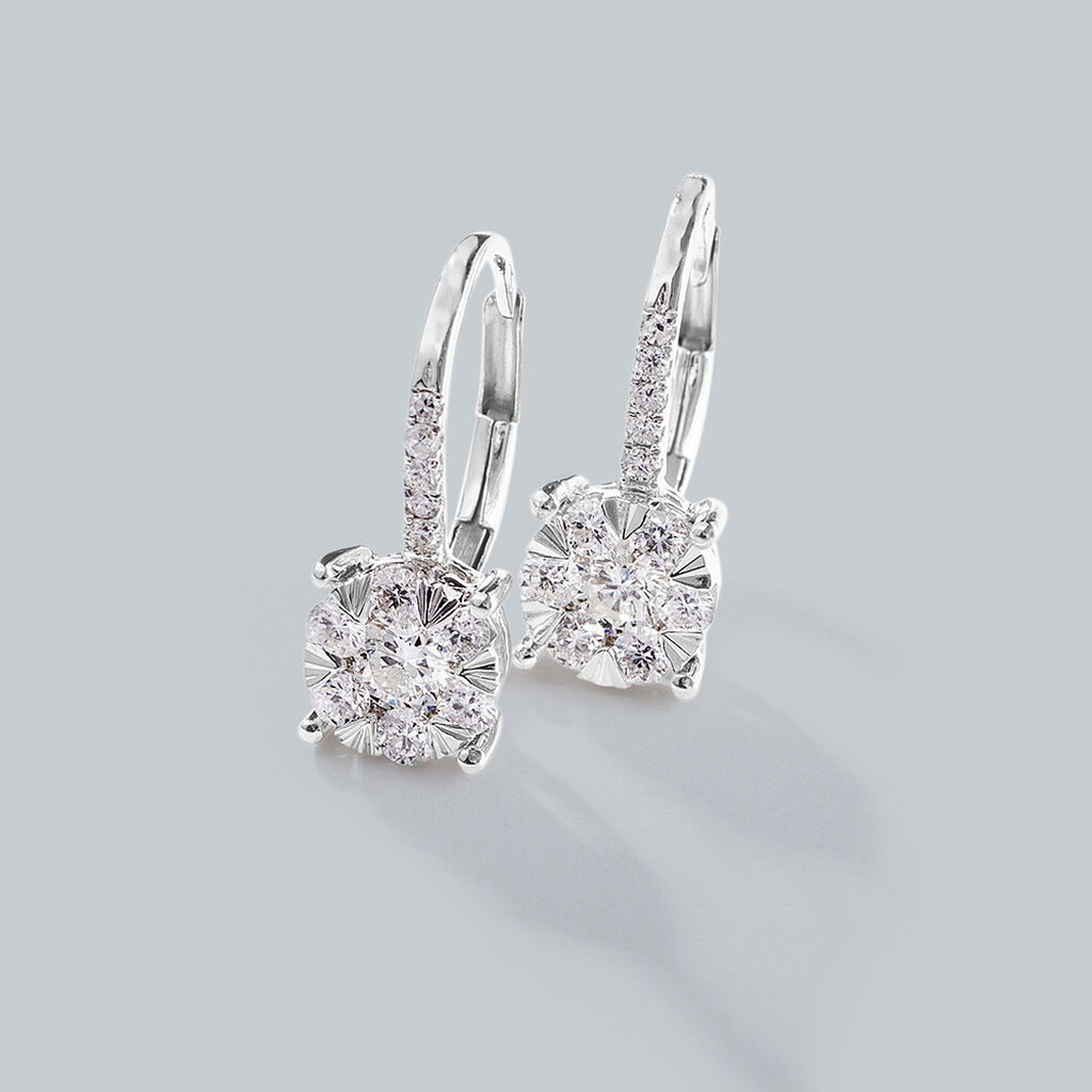 Orecchini Lobo Punto Luce Petali Oro Bianco Diamante - Orecchini a Lobo Donna | Stroili