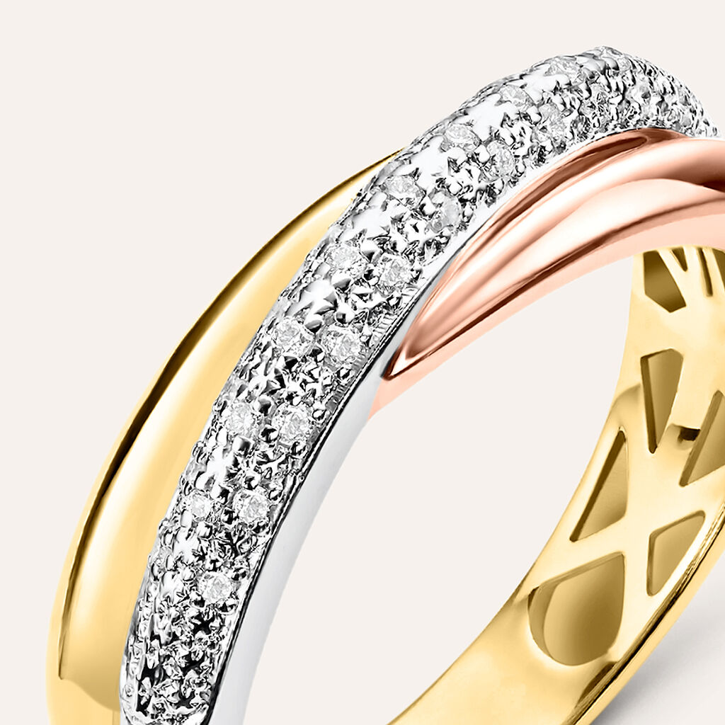 Anello Fascia Sophia Oro Tricolore Giallo / Bianco / Rosa Diamante - Anelli con Pietre Donna | Stroili