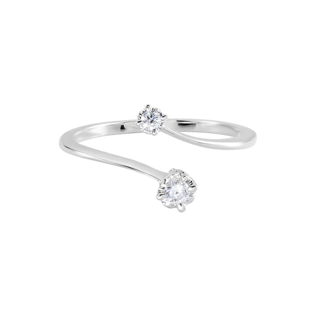 Anello bilogy in oro bianco con diamanti 0.10ct - Anelli 18 Carati Donna | Stroili