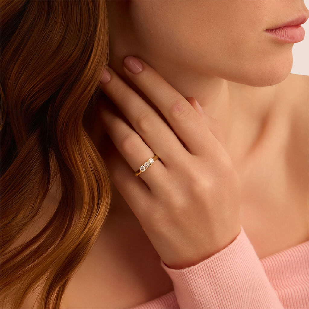 Anello Trilogy Diamade Oro Giallo Diamante Lab-Grown