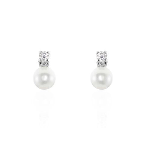 Orecchini Lobo Silver Pearls Argento Rodiato Perla sintentica Cubic Zirconia - Orecchini a Lobo Donna | Stroili