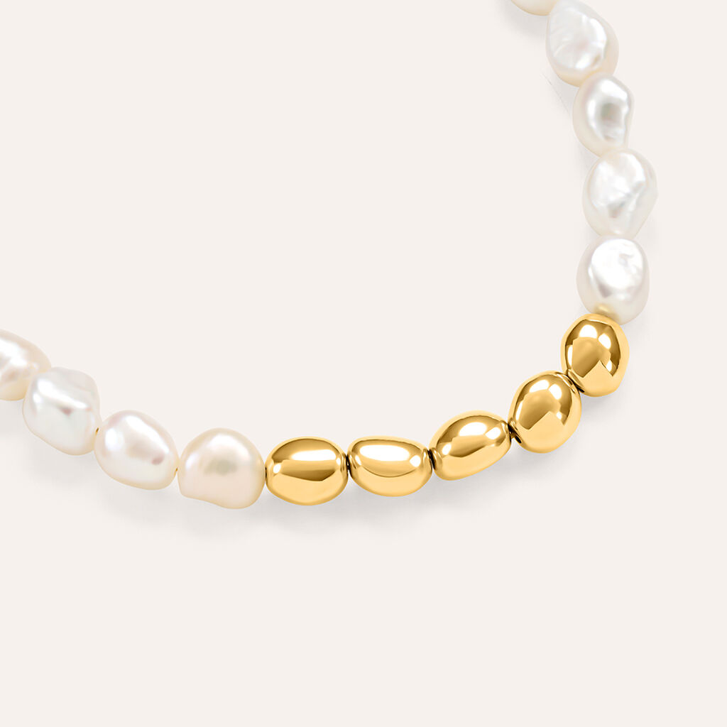 Bracciale Lady Code Acciaio Dorato Perla D'Acqua Dolce - Bracciali Donna | Stroili