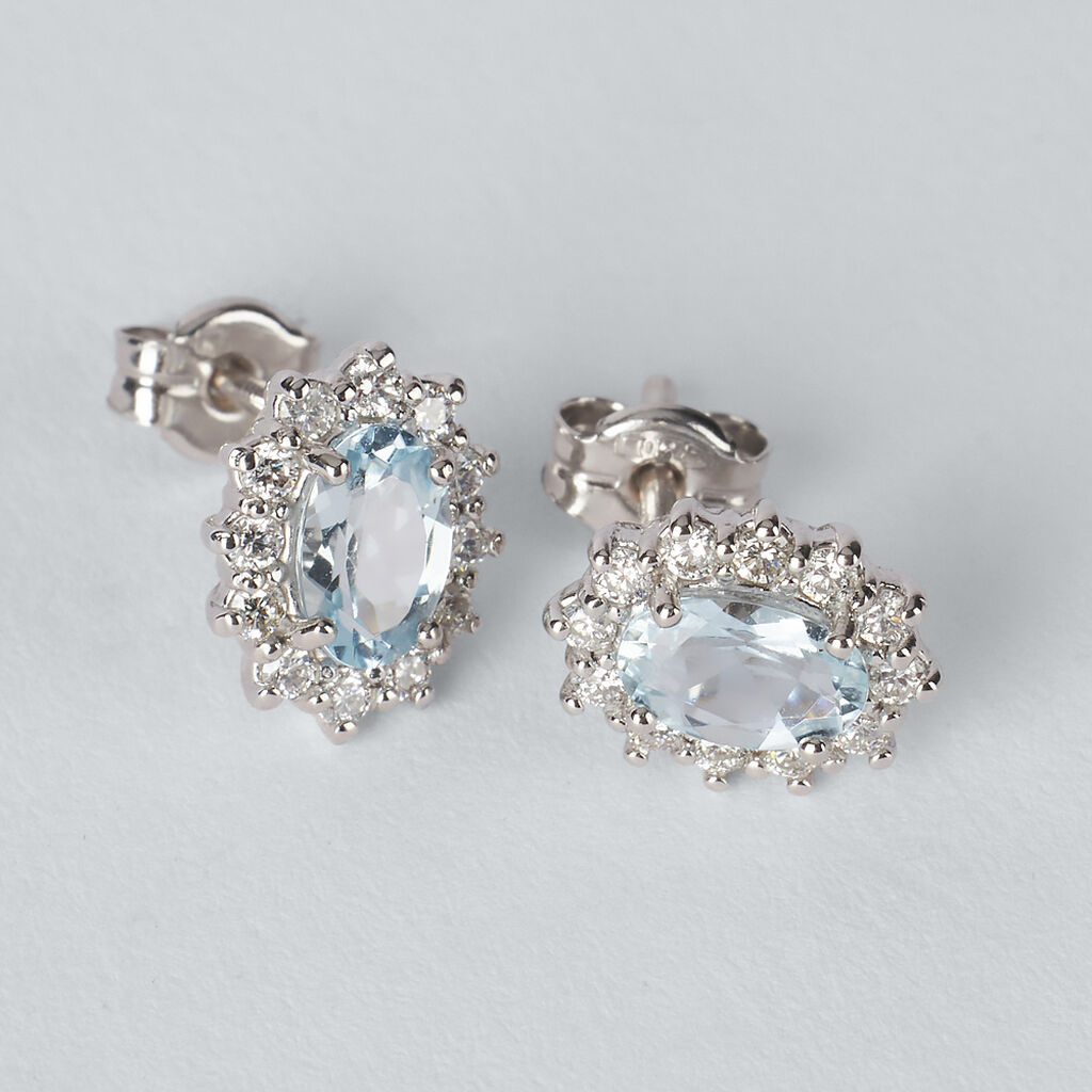 Orecchini Lobo Acquamarina Oro Bianco Acquamarina Diamante - Orecchini a Lobo Donna | Stroili