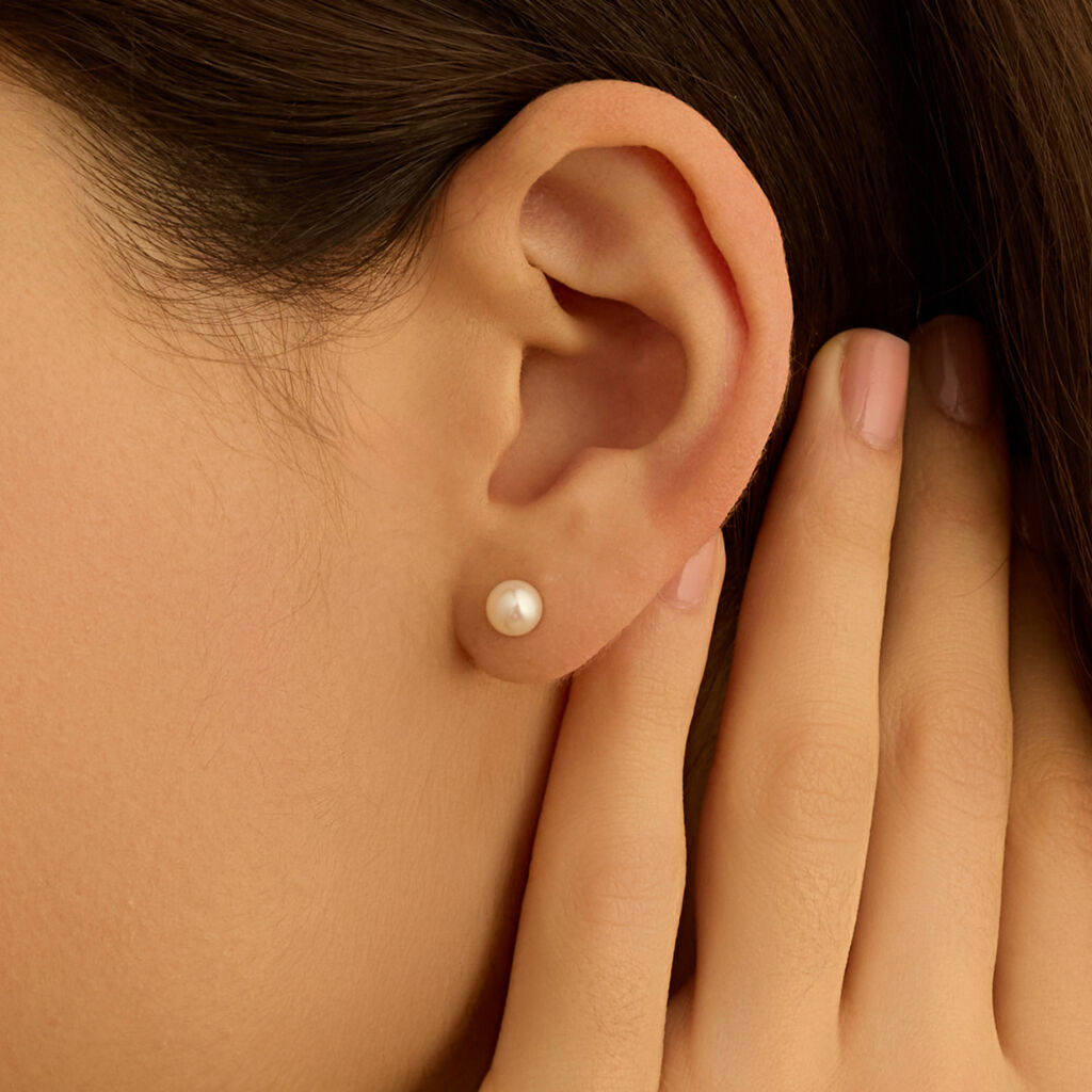 Orecchini Lobo Gabrielle Oro Bianco Perla D'Acqua Dolce