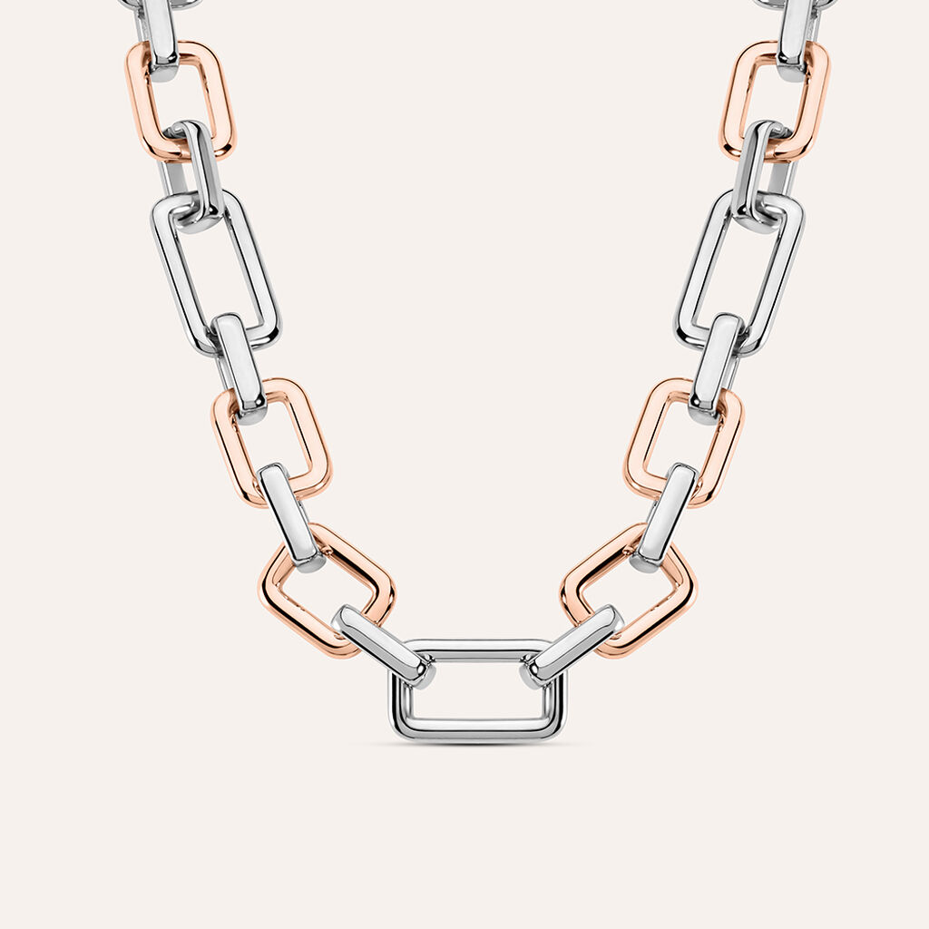 Catena Lady Code Acciaio Bicolore Bianco / Rosa - Collane Catena Donna | Stroili