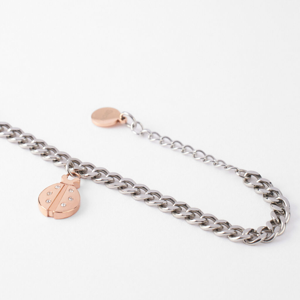 Bracciale Lady Chic Acciaio Bicolore Bianco / Rosa Cristallo - Bracciali con Incisione Donna | Stroili