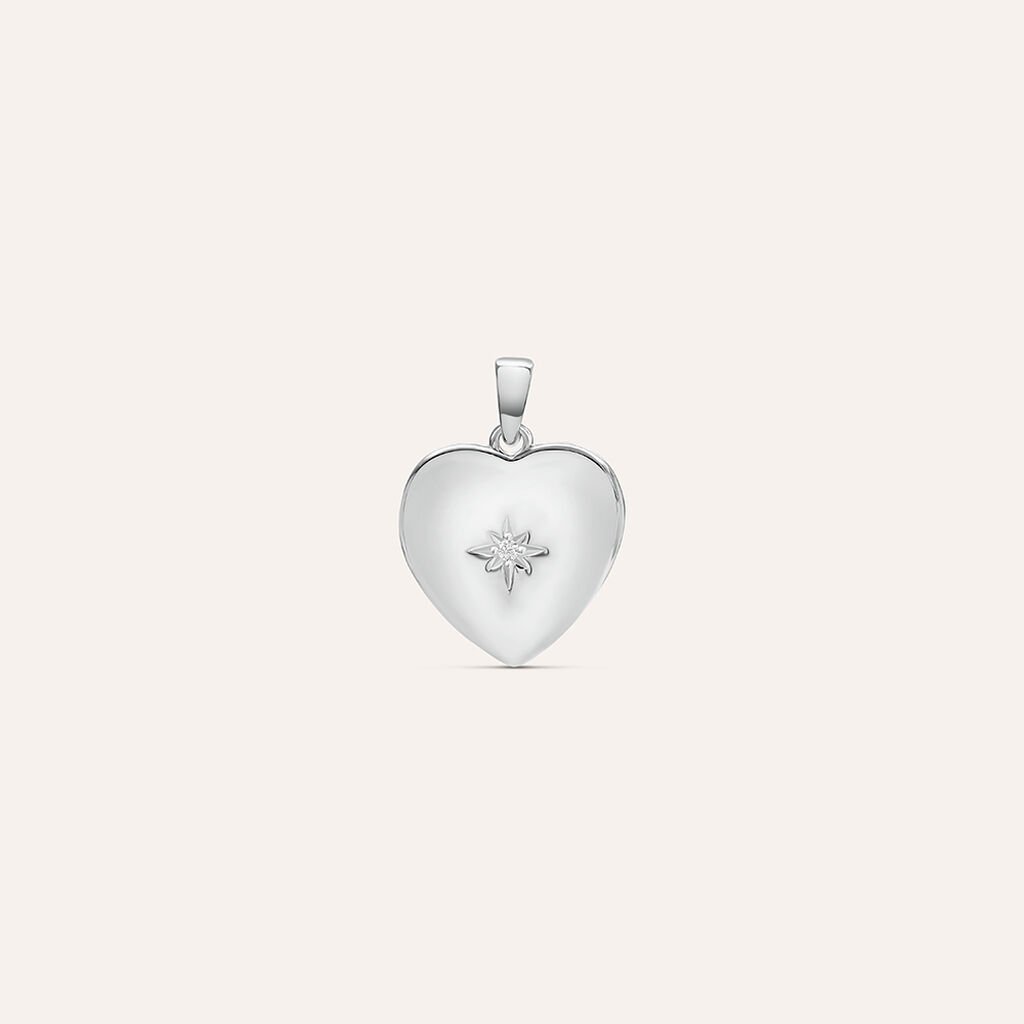 Pendente Portafoto Love Beats Argento Rodiato Cubic Zirconia