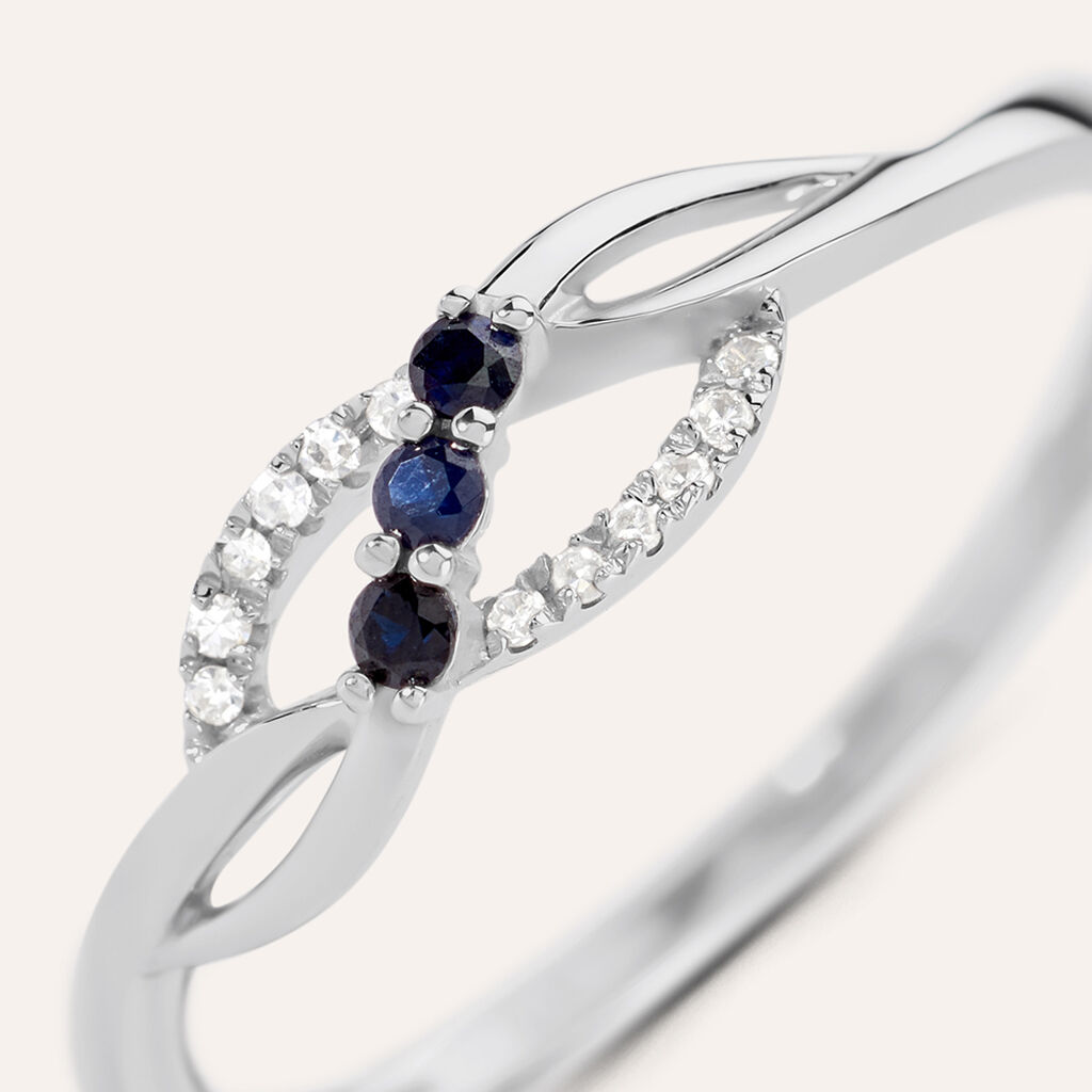 Anello Fantasia Charlotte Oro Bianco Zaffiro Diamante