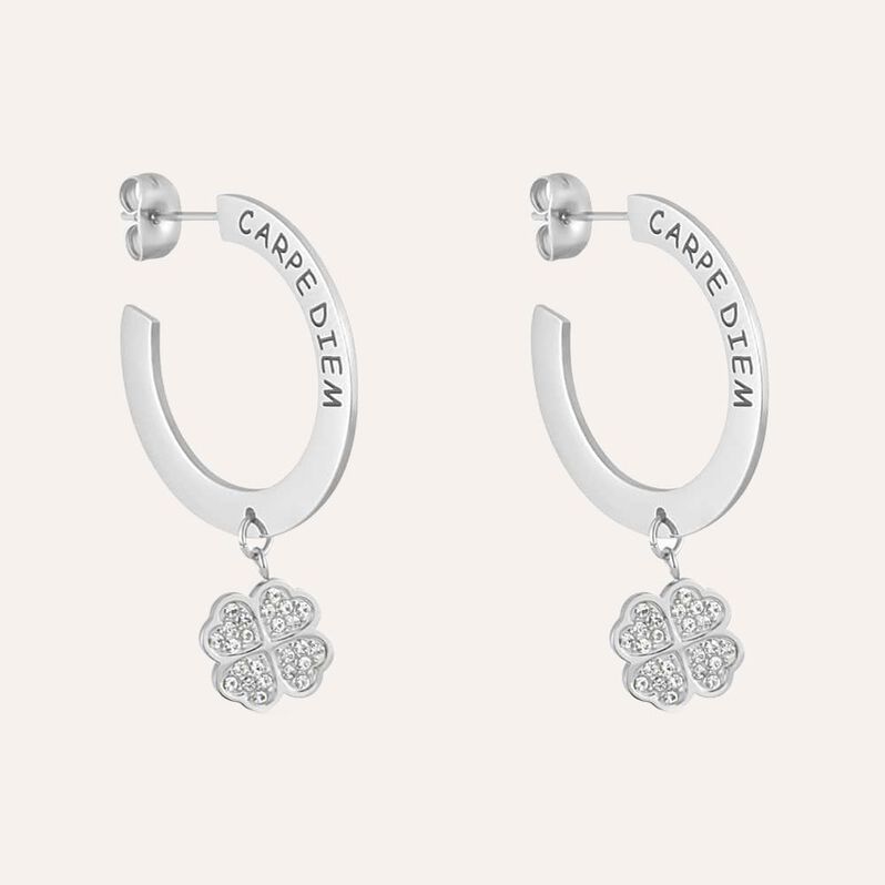 Orecchini A Cerchio Sunrise Acciaio Cristallo - Orecchini a Cerchio Donna | Stroili