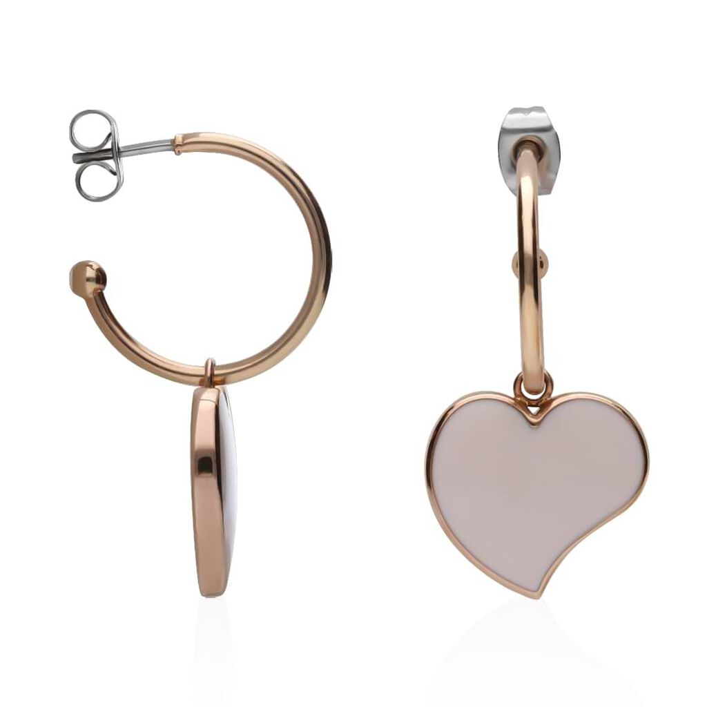 Orecchini cerchio con cuore pendente bianco