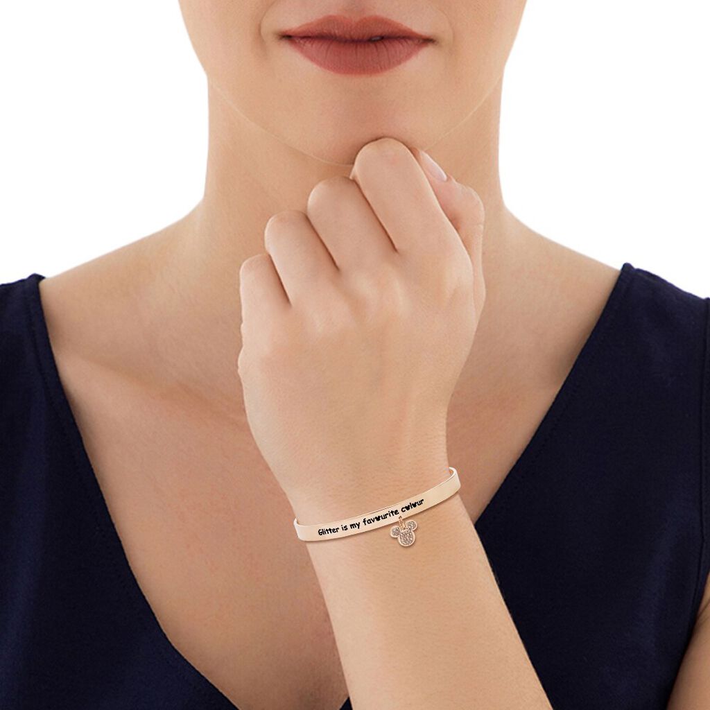Bangle Lady Message Acciaio Rosato Disney e Cristalli