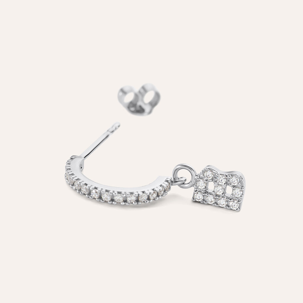 Mono Orecchino A Cerchio Silver Moments Argento Rodiato Cubic Zirconia