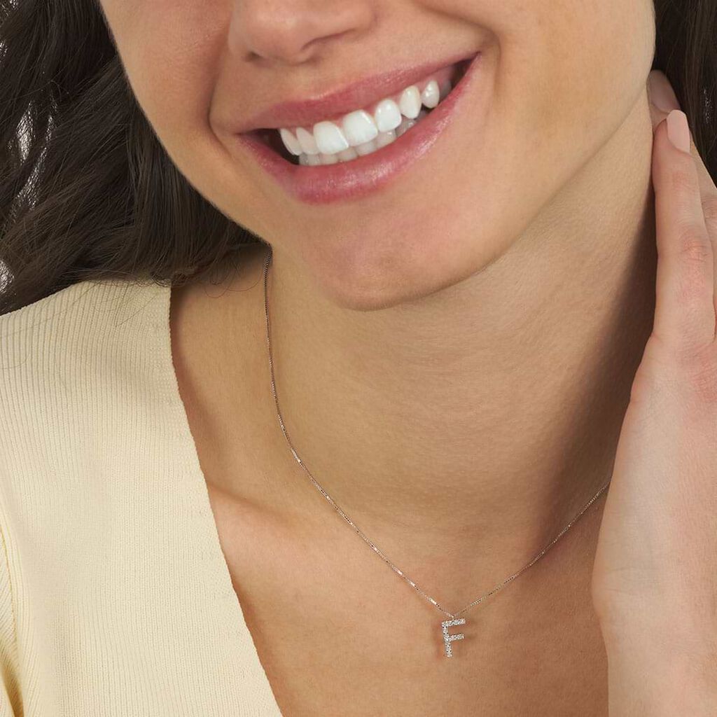 Collana Diamond Letters Oro Bianco Diamante - Collane Donna | Stroili