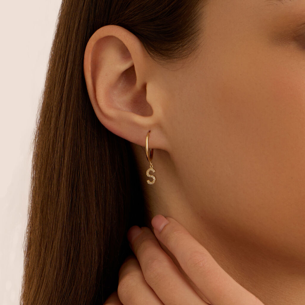 Mono Orecchino A Cerchio Toujours Oro Giallo Cubic Zirconia