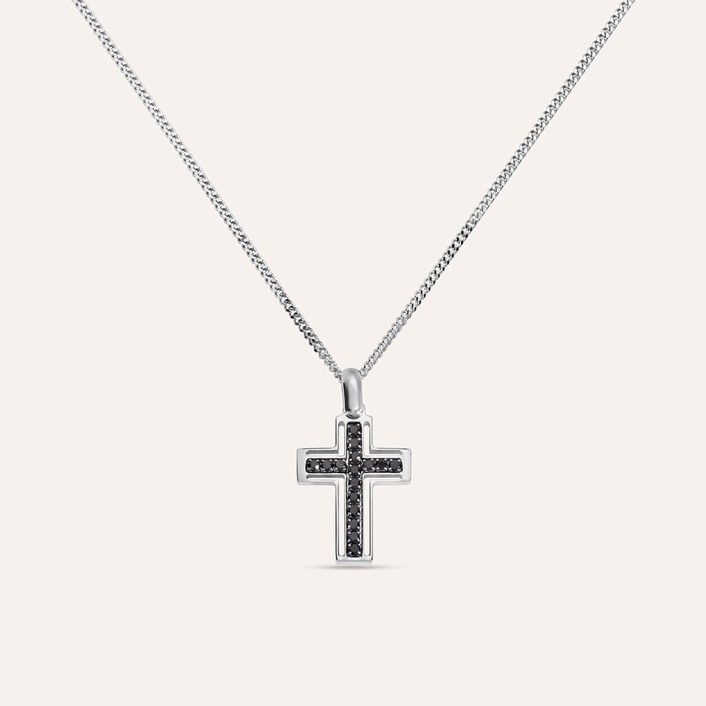 Collana Gentleman Argento Rodiato Cubic Zirconia