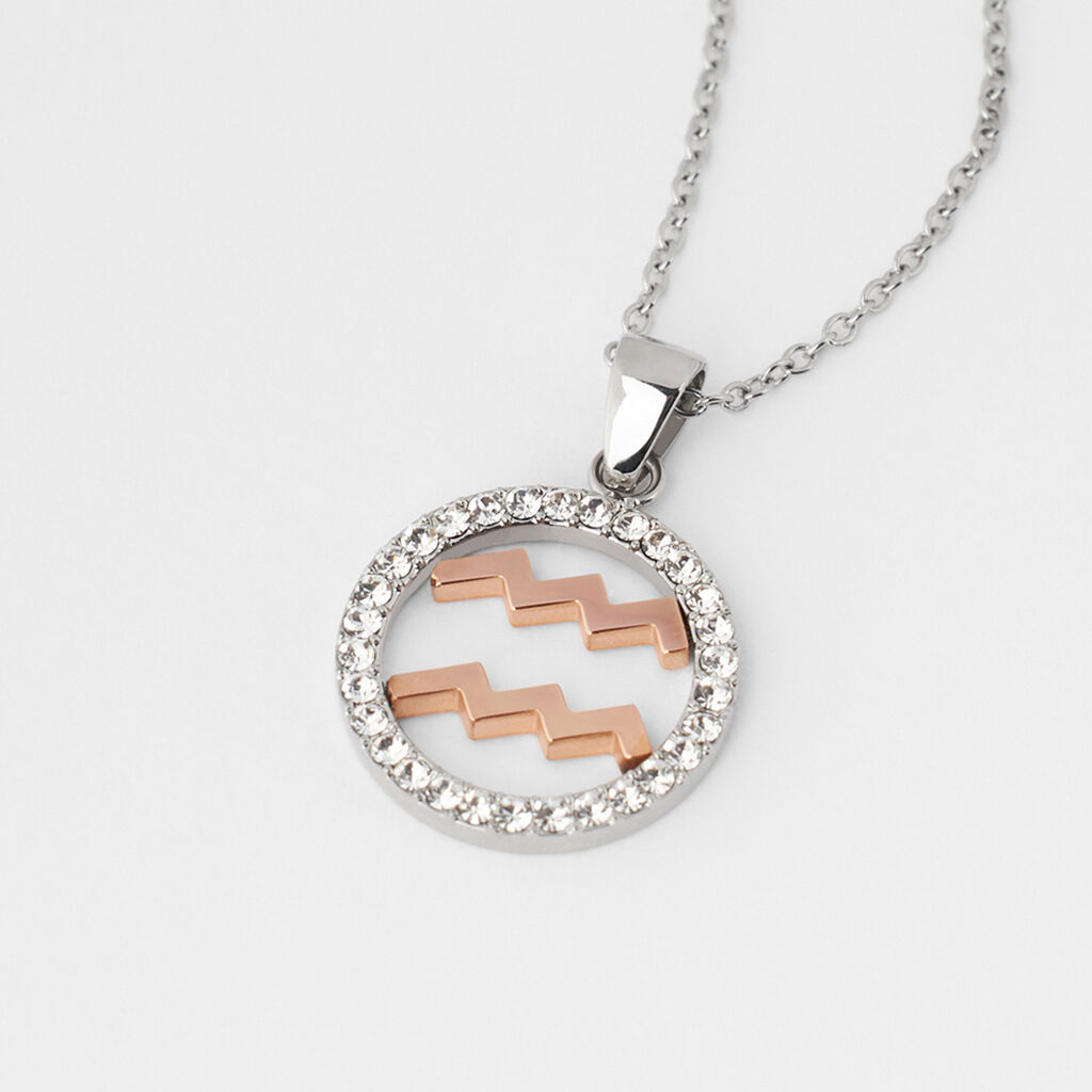 Collana Sunrise Acciaio Bicolore Bianco / Rosa Cubic Zirconia