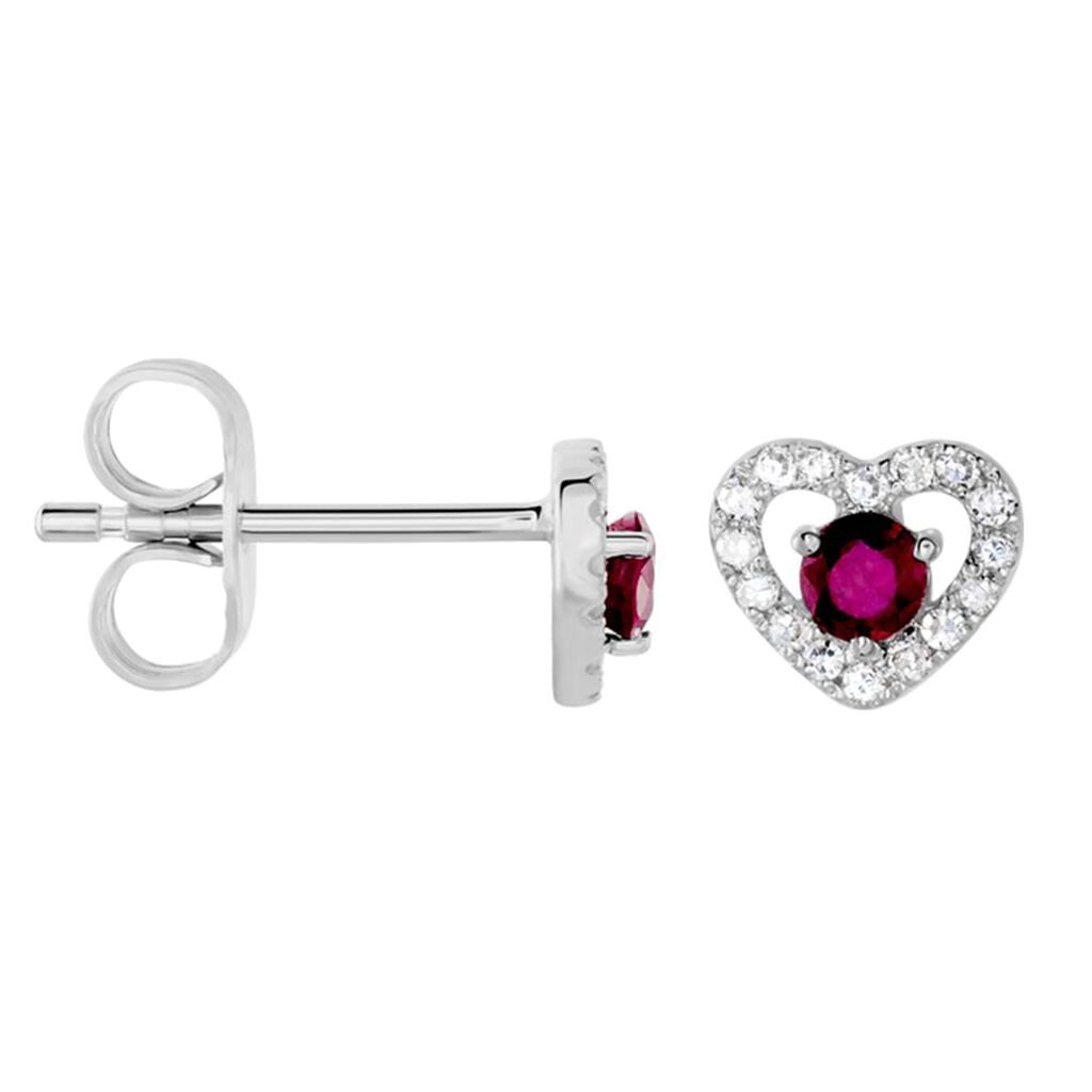 Orecchini Lobo Charlotte Oro Bianco Rubino Diamante - Orecchini a Lobo Donna | Stroili