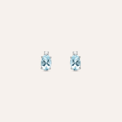 Orecchini Lobo Punto Luce Acquamarina Oro Bianco Acquamarina Diamante - Orecchini a Lobo Donna | Stroili
