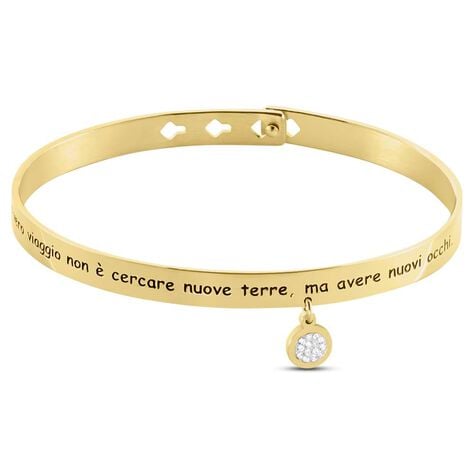 Bangle Lady Message Acciaio Dorato Cristallo - Bracciali Rigidi Donna | Stroili