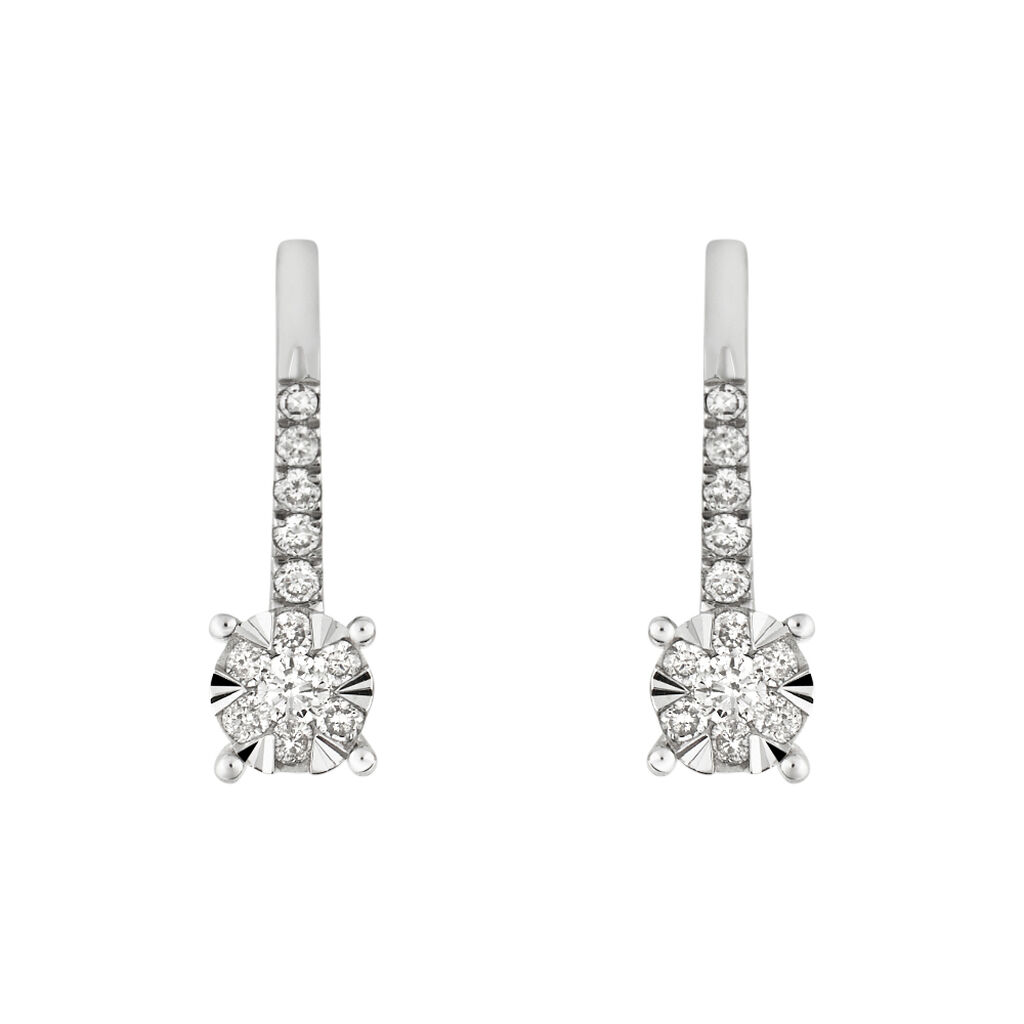 Orecchini Lobo Punto Luce Petali Oro Bianco Diamante - Orecchini a Lobo Donna | Stroili