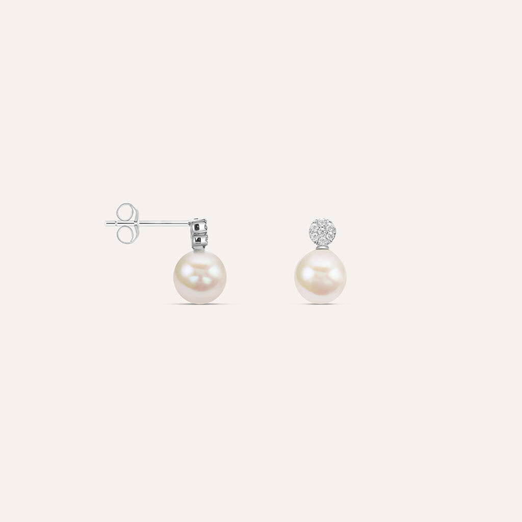 Orecchini Lobo Silver Pearls Argento Rodiato Perla sintentica Cubic Zirconia - Orecchini a Lobo Donna | Stroili