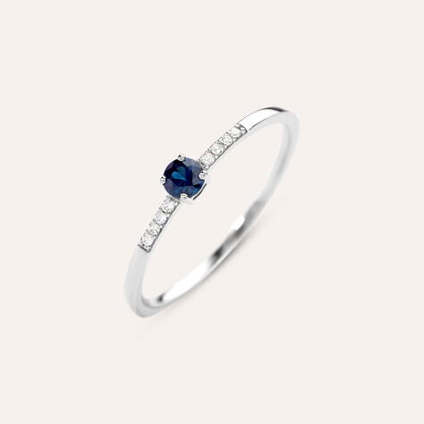 Anello Solitario Charlotte Oro Bianco Zaffiro Diamante - Anelli con Pietre Donna | Stroili