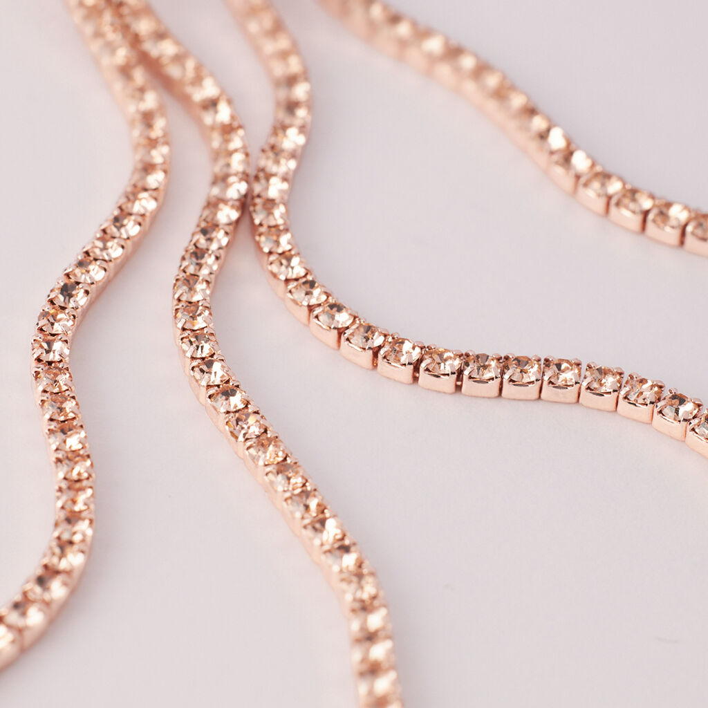 Orecchini Pendenti Tennis Romantic Shine Metallo Rosa Cristallo