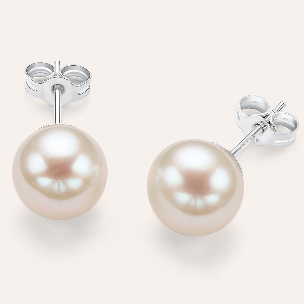 Orecchini Lobo Gabrielle Oro Bianco Perla D'Acqua Dolce - Orecchini a Lobo Donna | Stroili