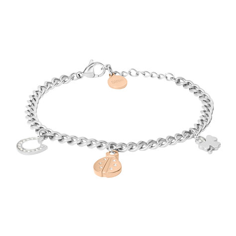 Bracciale Lady Chic Acciaio Bicolore Bianco / Rosa Cristallo - Bracciali con Incisione Donna | Stroili