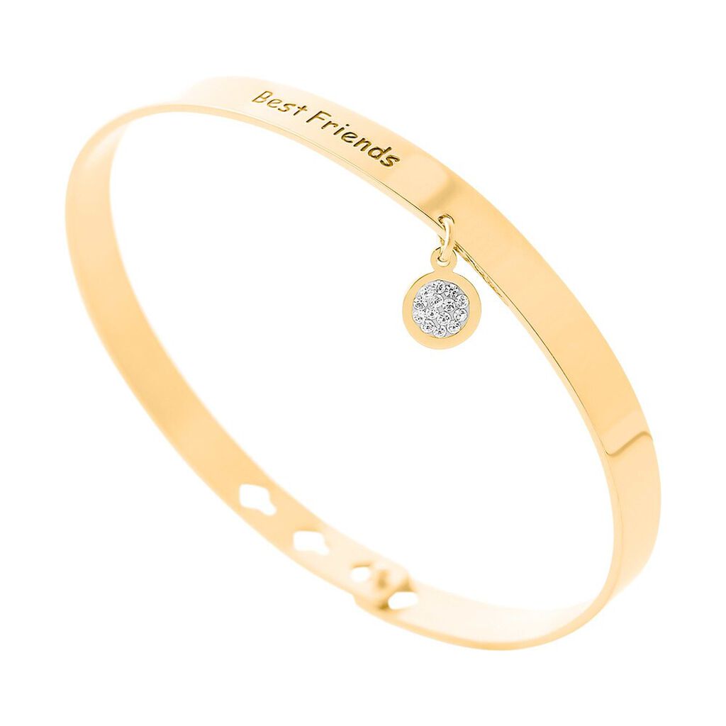 Bangle Lady Message Acciaio Dorato Cristallo - Bracciali Rigidi Donna | Stroili