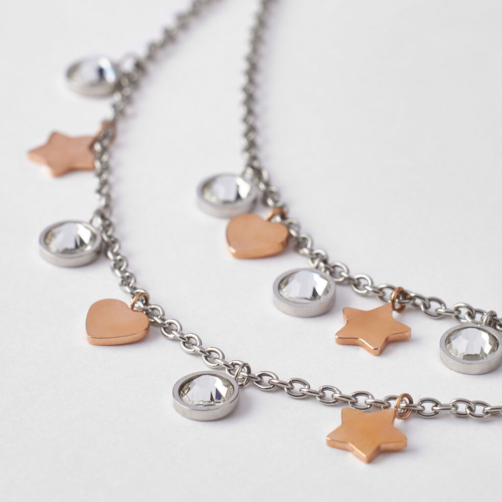 Collana Lady Chic Acciaio Bicolore Bianco / Rosa Cristallo - Collane Donna | Stroili